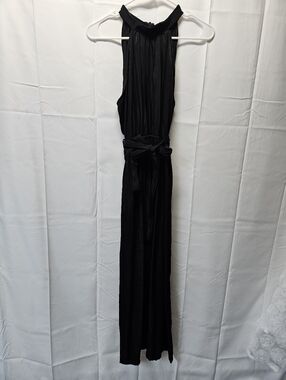 Nali Collection NWT Black Halter Midi Dress with Waist Tie Sz S/M